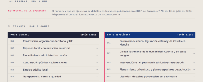 Curso online oposiciones Técnico de Patrimonio Cuenca 2026
