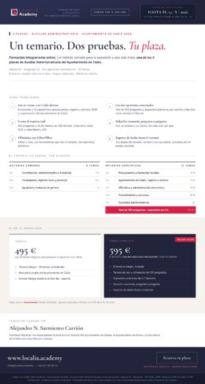 Curso online oposiciones Auxiliar Administrativo/a Ayuntamiento de Cádiz 2026