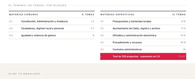 Curso online oposiciones Auxiliar Administrativo/a Ayuntamiento de Cádiz 2026