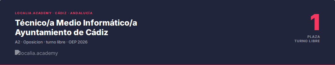 Curso Técnico/a Medio Informático/a · Ayuntamiento de Cádiz 2026