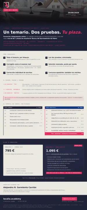 Curso online oposiciones Arquitecto Técnico Palma 2026