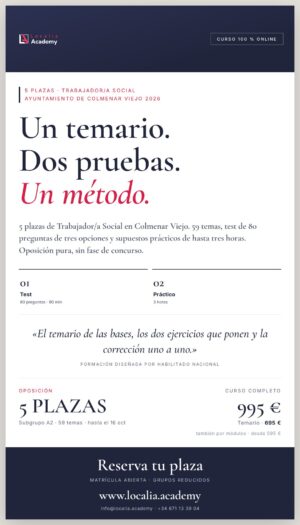 5 plazas de Trabajador/a Social · Ayuntamiento de Colmenar Viejo 2026