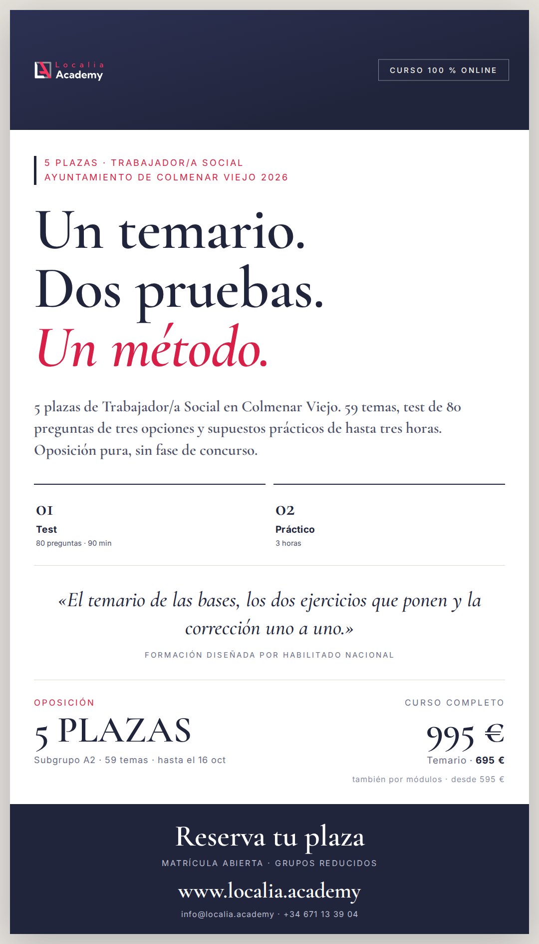 5 plazas de Trabajador/a Social · Ayuntamiento de Colmenar Viejo 2026