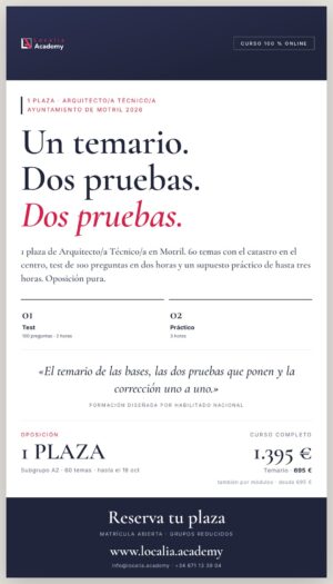1 plazas de Arquitecto/a Técnico/a · Ayuntamiento de Motril 2026