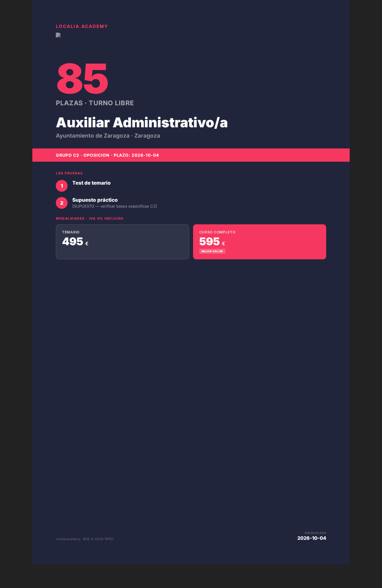 Curso Auxiliar Administrativo/a · Ayuntamiento de Zaragoza 2026 - Imagen 2