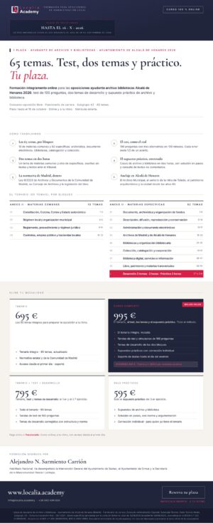 Curso online oposiciones Ayudante de Archivo y Bibliotecas Ayuntamiento de Alcalá de Henares 2026