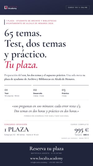 Curso online oposiciones Ayudante de Archivo y Bibliotecas Ayuntamiento de Alcalá de Henares 2026