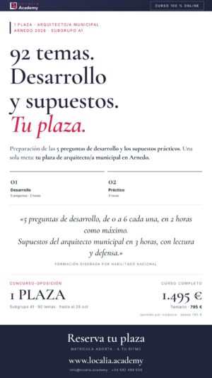 Curso online oposiciones Arquitecto/a Municipal Ayuntamiento de Arnedo 2026