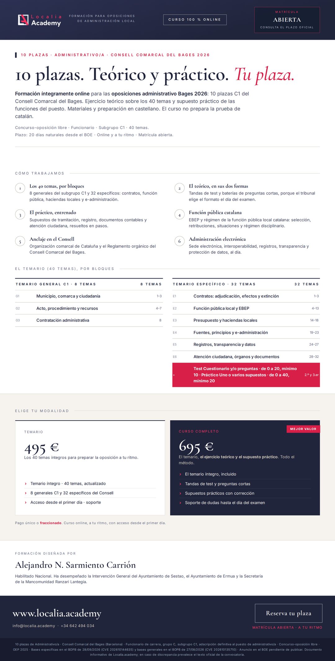 Curso online oposiciones Administrativo/a Consell Comarcal del Bages 2026