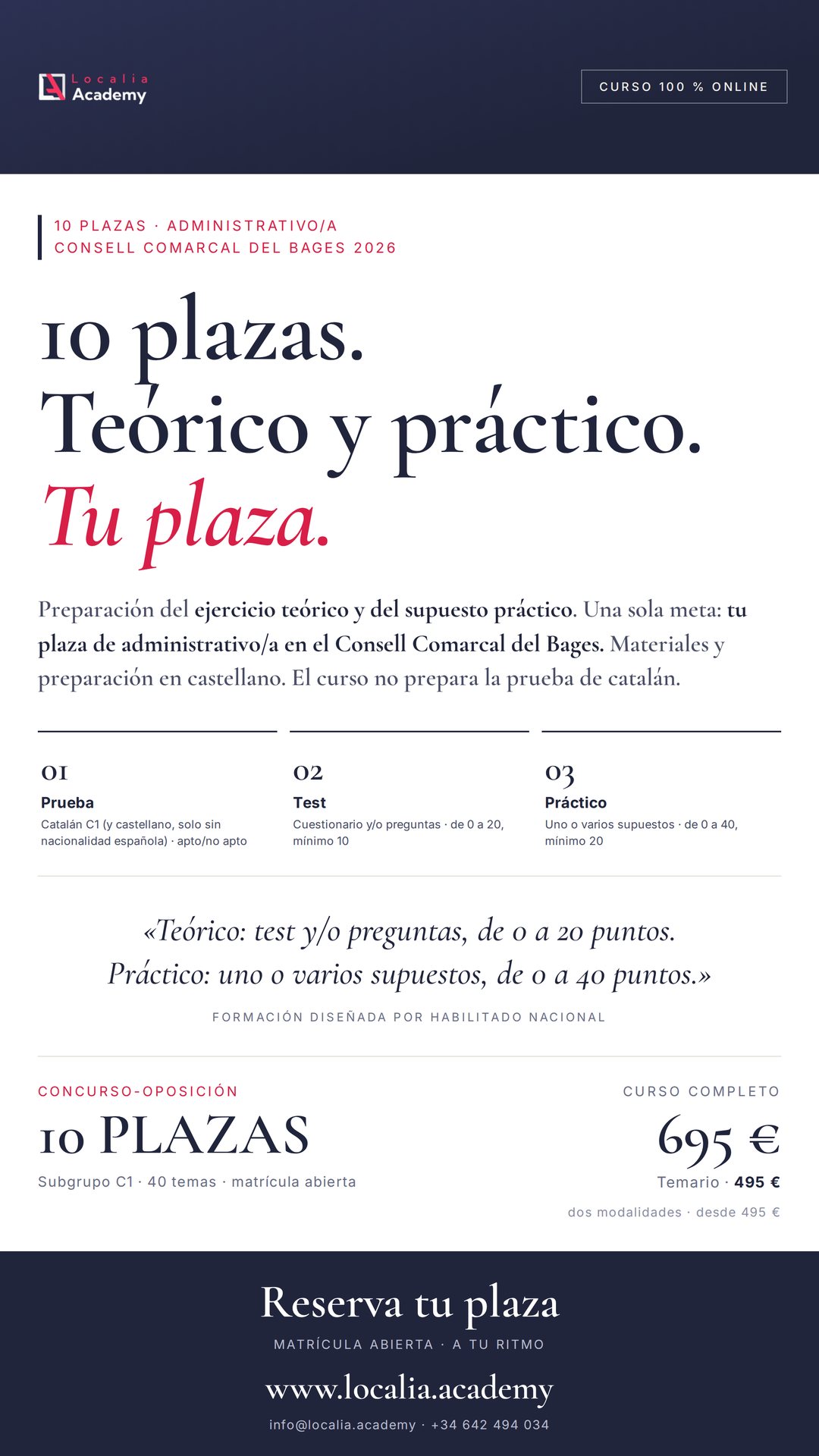 Curso online oposiciones Administrativo/a Consell Comarcal del Bages 2026