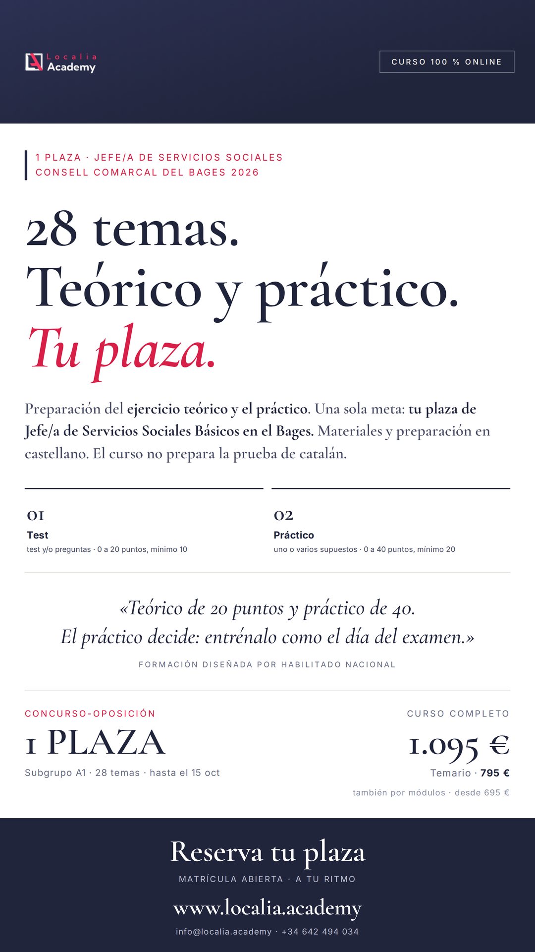 Curso online oposiciones Jefe/a de Servicios Sociales Básicos Consell Comarcal del Bages 2026