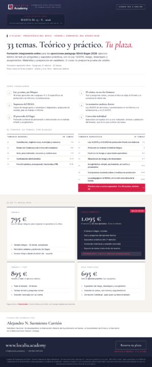 Curso online oposiciones Pedagogo/a del SEAIA Consell Comarcal del Bages 2026