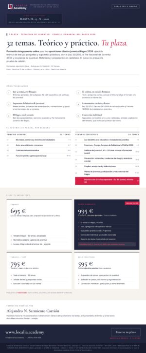 Curso online oposiciones Técnico/a de Juventud Consell Comarcal del Bages 2026