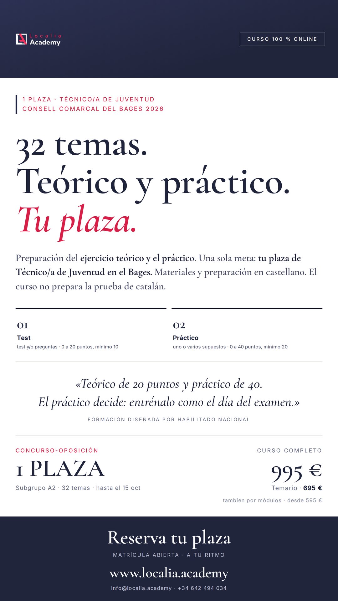 Curso online oposiciones Técnico/a de Juventud Consell Comarcal del Bages 2026