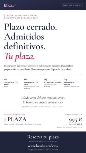 Curso online oposiciones Trabajador/a Social Ayuntamiento de Basauri 2026