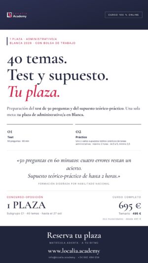Curso online oposiciones Administrativo/a Ayuntamiento de Blanca 2026