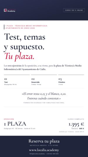 oposiciones tecnico medio informatico cadiz 2026 · cartel story Localia