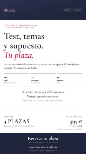 oposiciones trabajador social cadiz 2026 · cartel story Localia