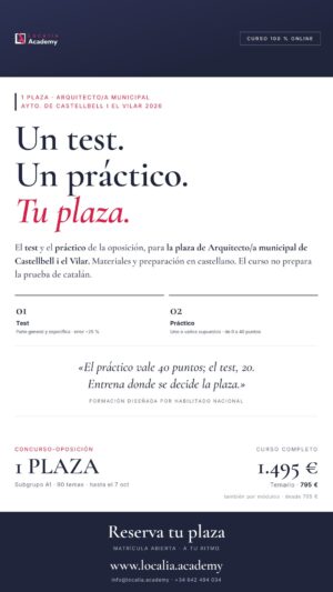 oposiciones arquitecto castellbell i el vilar 2026 · cartel story Localia