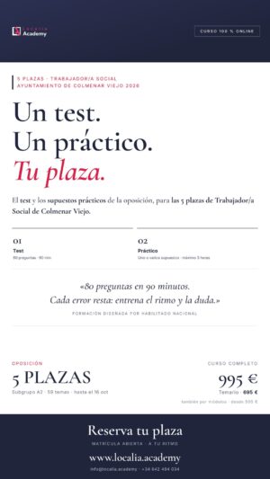 oposiciones trabajador social colmenar viejo 2026 · cartel story Localia