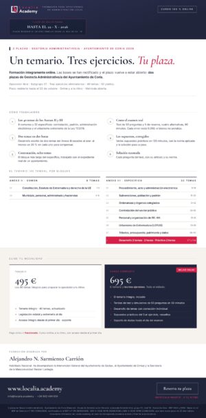 Curso online oposiciones Gestor/a Administrativo/a Ayuntamiento de Coria 2026