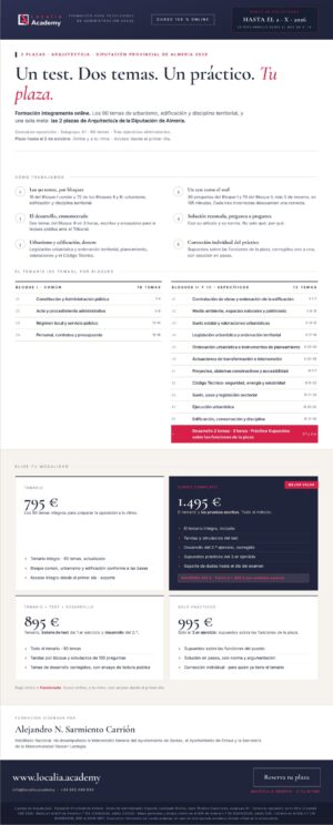 oposiciones arquitecto diputacion almeria 2026 · cartel del curso Localia