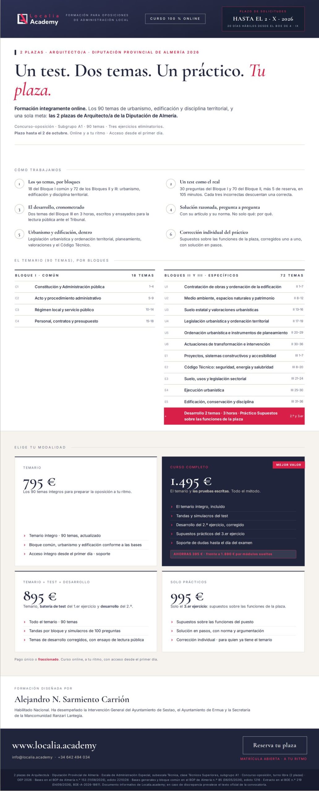 oposiciones arquitecto diputacion almeria 2026 · cartel del curso Localia