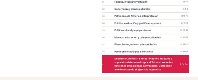 Curso online oposiciones Técnico/a de Gestión de Bienes y Espacios Culturales Diputación Provincial de Almería 2026