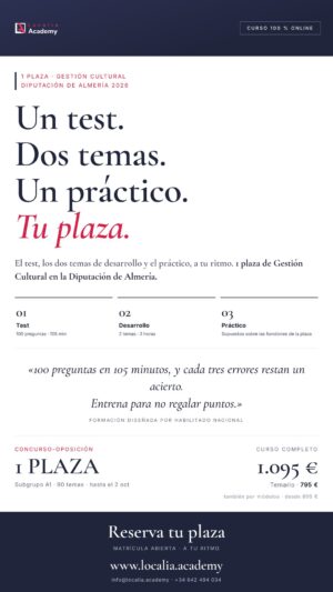 oposiciones tecnico gestion cultural diputacion almeria 2026 · cartel story Localia