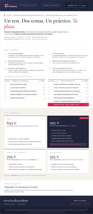 oposiciones tecnico gestion deportiva diputacion almeria 2026 · cartel del curso Localia