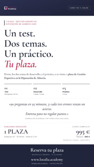 oposiciones tecnico gestion deportiva diputacion almeria 2026 · cartel story Localia