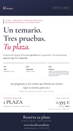 Curso online oposiciones Ingeniero/a Técnico/a Industrial Diputación Provincial de Almería 2026