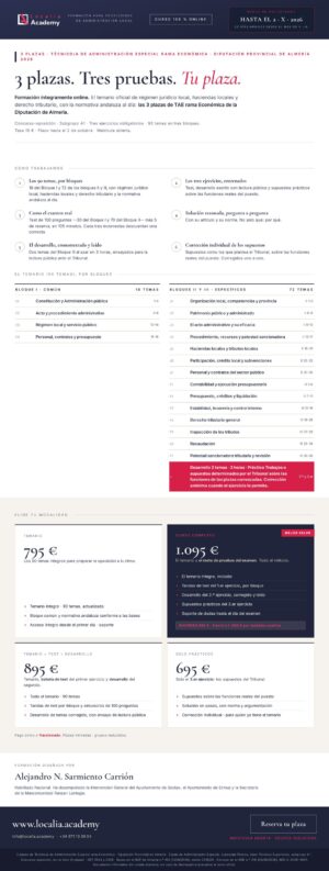 Curso online oposiciones Técnico/a de Administración Especial rama Económica Diputación Provincial de Almería 2026