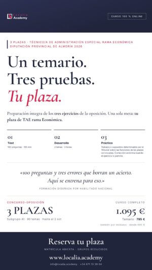 Curso online oposiciones Técnico/a de Administración Especial rama Económica Diputación Provincial de Almería 2026