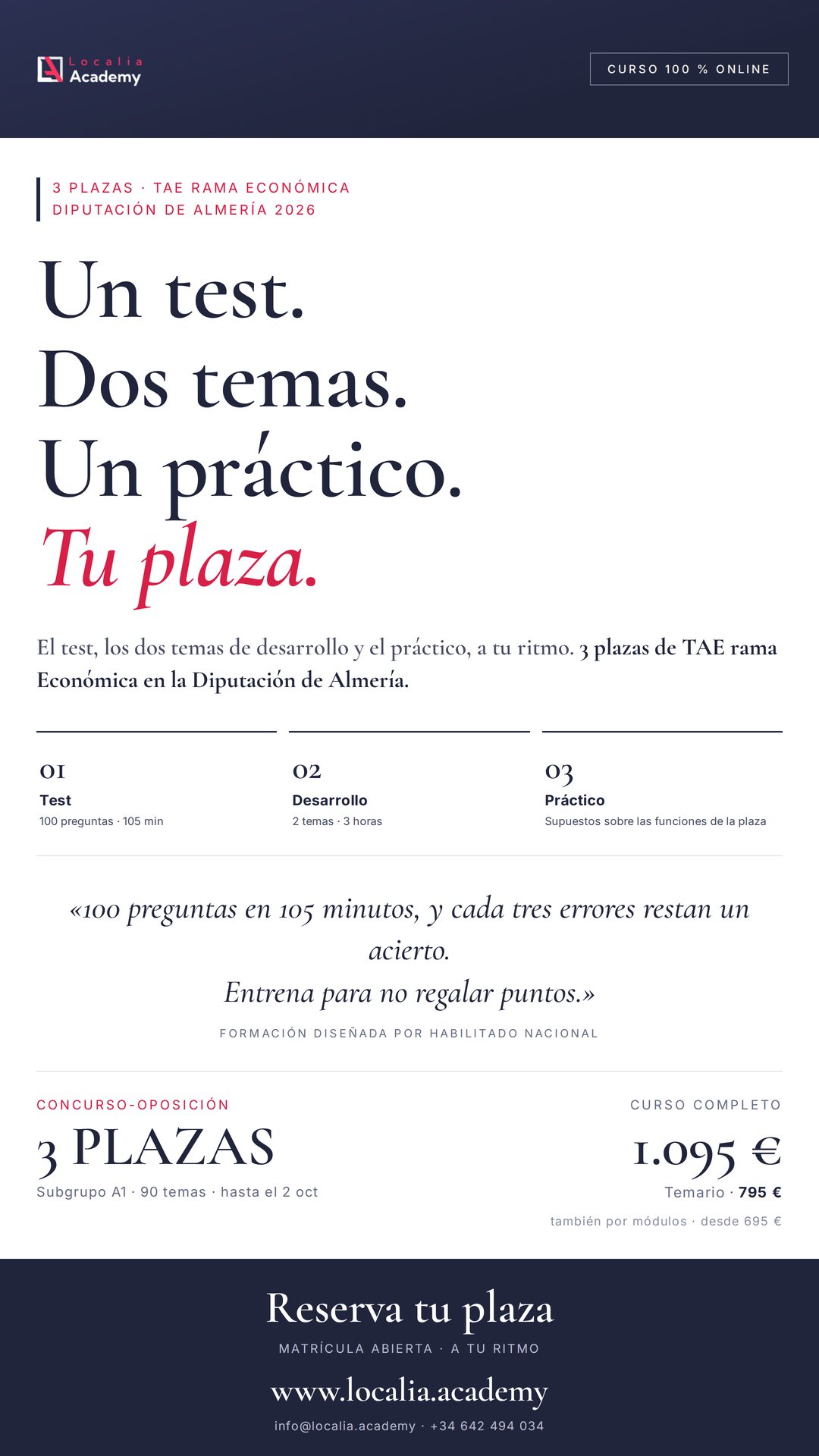 oposiciones tae economica diputacion almeria 2026 · cartel story Localia
