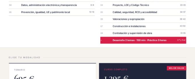 Curso online oposiciones Arquitecto/a Técnico/a (Aparejador/a) Diputación Provincial de Ávila 2026