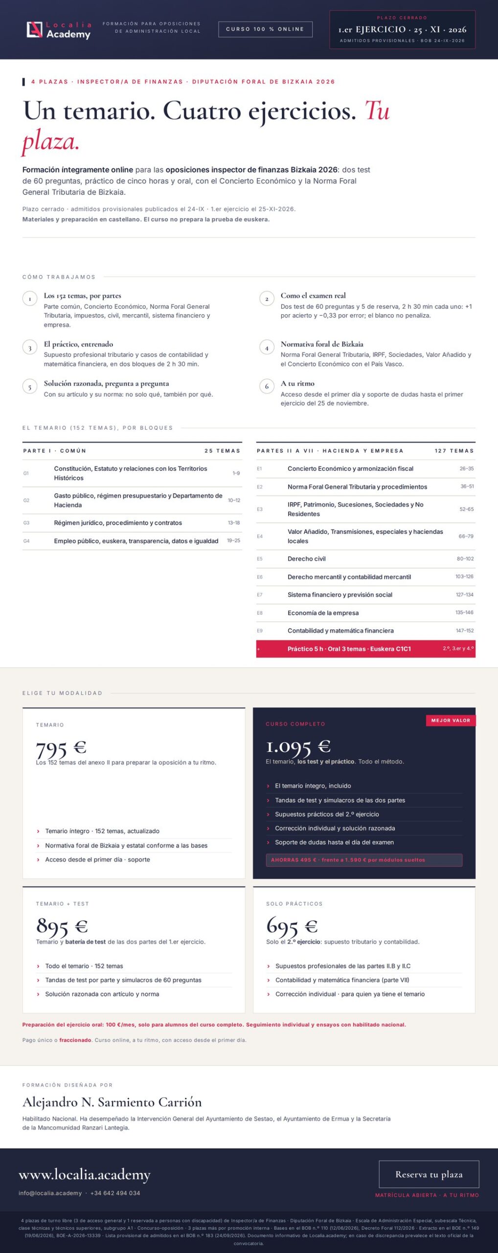 Curso online oposiciones Inspector/a de Finanzas Diputación Foral de Bizkaia 2026 Curso online oposiciones Inspector/a de Finanzas Diputación Foral de Bizkaia 2026