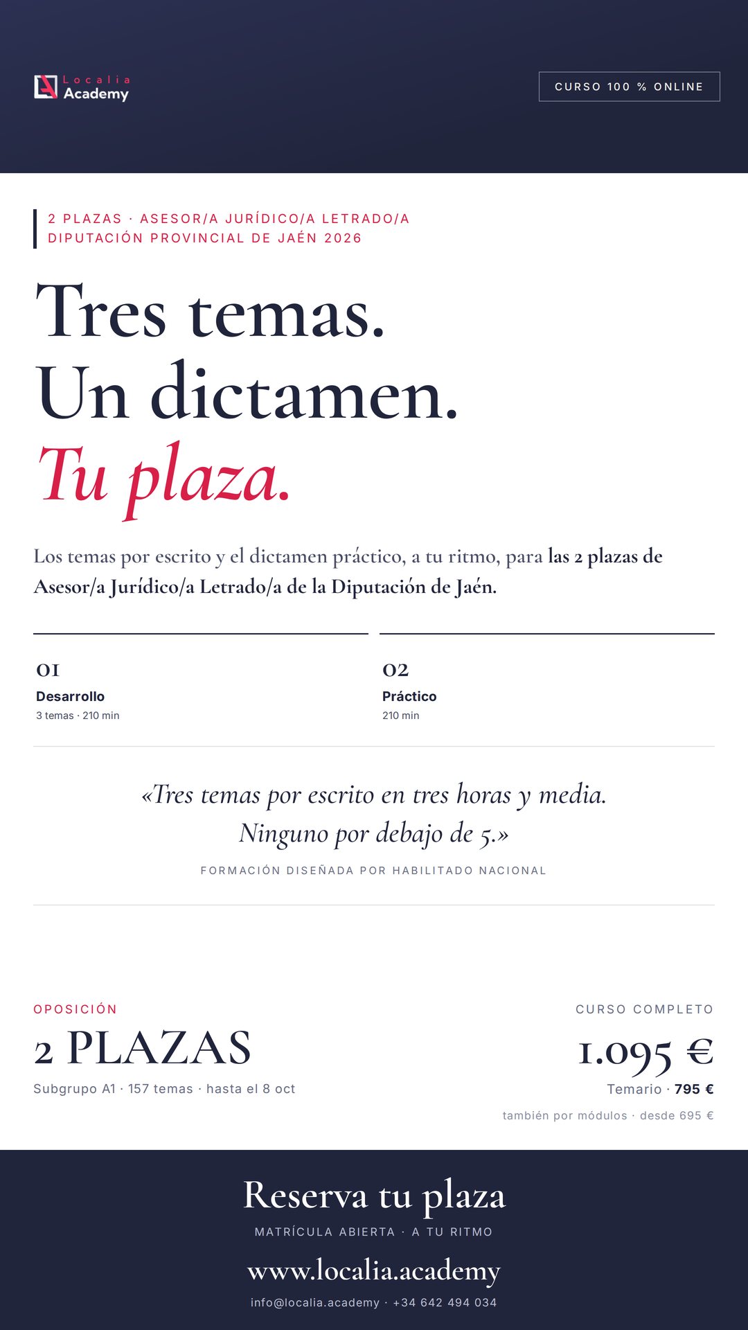 oposiciones asesor jurídico letrado diputación de jaén 2026 · cartel story Localia