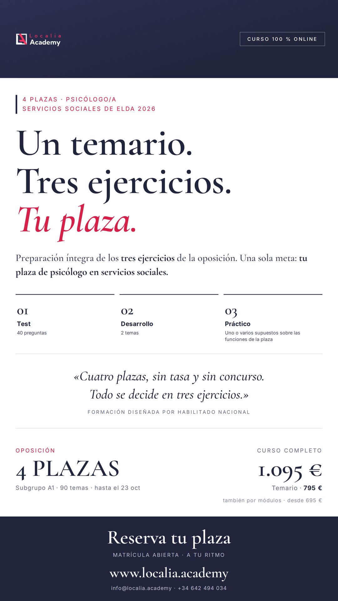 Curso online oposiciones Psicólogo/a Instituto Municipal de Servicios Sociales de Elda 2026