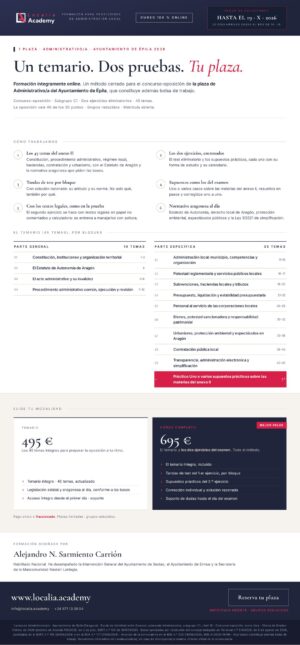 Curso online oposiciones Administrativo/a Ayuntamiento de Épila 2026