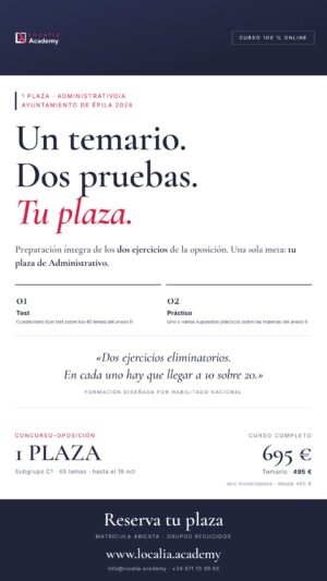 Curso online oposiciones Administrativo/a Ayuntamiento de Épila 2026