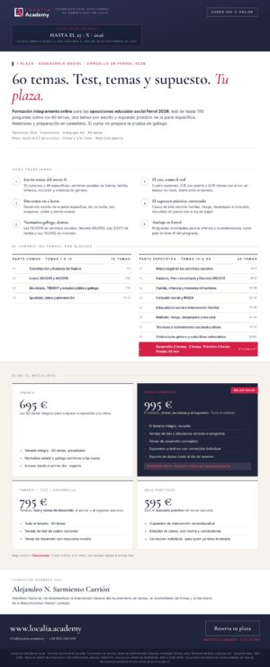 Curso online oposiciones Educador/a social Concello de Ferrol 2026