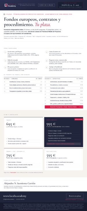 Curso online oposiciones Técnico/a Medio de Proyectos Europeos Ayuntamiento de Fuenlabrada 2026