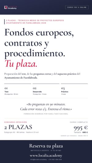 Curso online oposiciones Técnico/a Medio de Proyectos Europeos Ayuntamiento de Fuenlabrada 2026