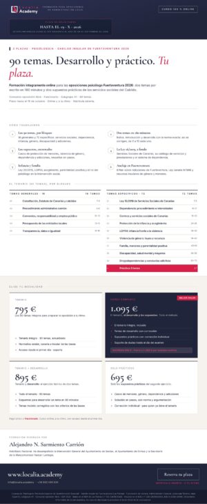Curso online oposiciones Psicólogo/a Cabildo Insular de Fuerteventura 2026