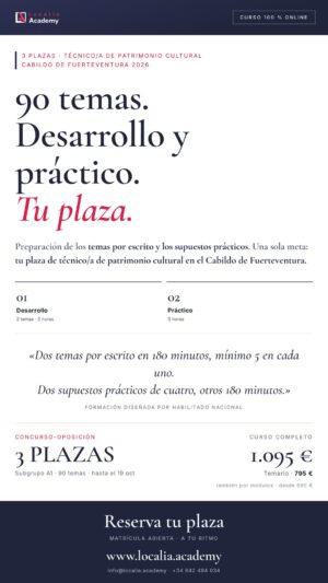Curso online oposiciones Técnico/a de Patrimonio Cultural Cabildo Insular de Fuerteventura 2026