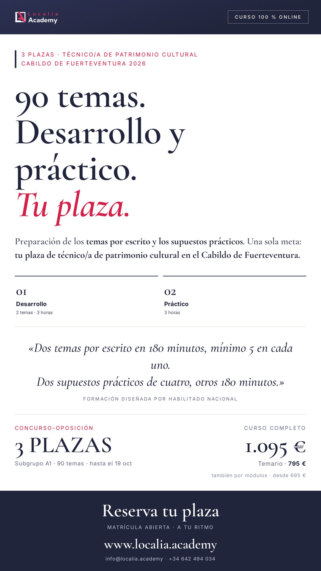 Curso online oposiciones Técnico/a de Patrimonio Cultural Cabildo Insular de Fuerteventura 2026