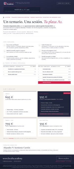 Curso online oposiciones Técnico/a Medio de Gestión Agencia Municipal Tributaria de Granada 2026