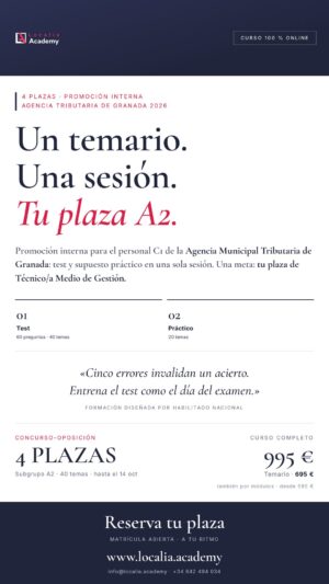 Curso online oposiciones Técnico/a Medio de Gestión Agencia Municipal Tributaria de Granada 2026