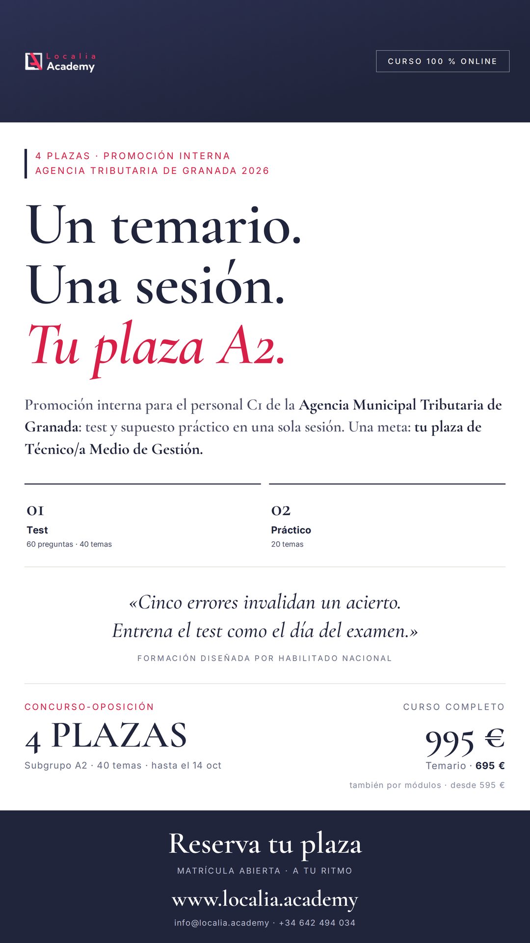 Curso online oposiciones Técnico/a Medio de Gestión Agencia Municipal Tributaria de Granada 2026